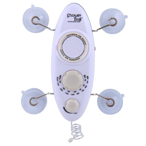  Zadro Water Resistant AM/FM Shower Bug Shower Radio, White: Beauty
