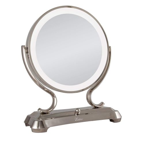  Zadro Polished Nickel Surround Light Dual Sided Glamour Vanity Mirror, 5X / 1X Magnification