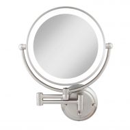 Zadro 5X Flurescent Surround Glamour Mirror Round Double Sided Dual Arm Hard Wire Ready, Satin Nickel, 14 inches