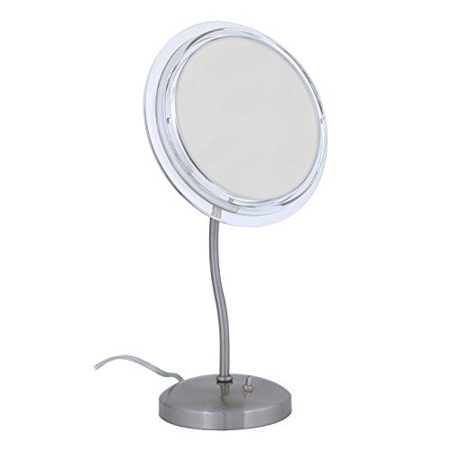  Zadro SURROUND LIGHT Lighted Single Sided S-Neck Vanity Mirror, Satin Nickel