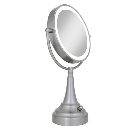  Zadro 10x Mag Next Generation LED Cordless Double Sided Round Vanity Mirror, 11-Inch, Satin Nickel Finish