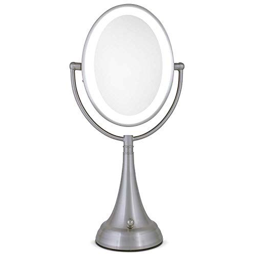  Zadro LEDOVLV410 - LED Lighted 10X1X Oval Vanity Mirror with Satin Nickel Finish