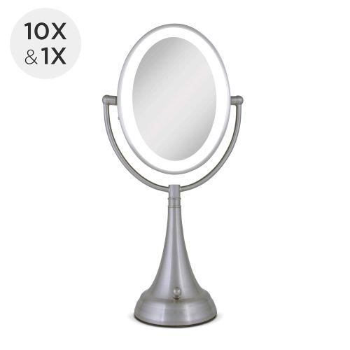  Zadro LEDOVLV410 - LED Lighted 10X1X Oval Vanity Mirror with Satin Nickel Finish