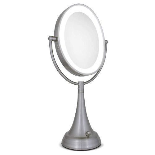  Zadro LEDOVLV410 - LED Lighted 10X1X Oval Vanity Mirror with Satin Nickel Finish