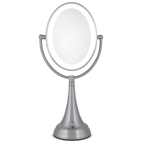  Zadro LEDOVLV410 - LED Lighted 10X1X Oval Vanity Mirror with Satin Nickel Finish