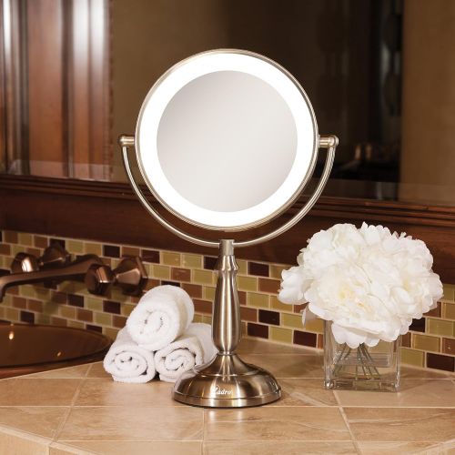  Zadro 10X1X Dual Sided Next Generation Led Lighted Dimmable Touch Vanity Mirror, Satin Nickel