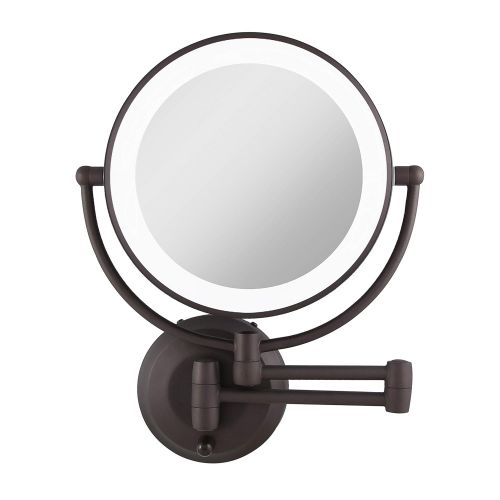  Zadro 10X1X Magnification Cordless LED Lighted Dual Sided Wall Mirror, 7-12 Inch, Oil-Rubbed Bronze