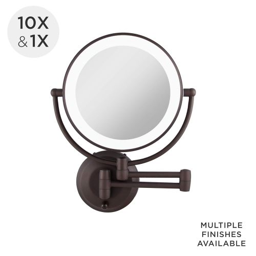  Zadro 10X1X Magnification Cordless LED Lighted Dual Sided Wall Mirror, 7-12 Inch, Oil-Rubbed Bronze