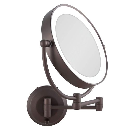  Zadro 10X1X Magnification Cordless LED Lighted Dual Sided Wall Mirror, 7-12 Inch, Oil-Rubbed Bronze