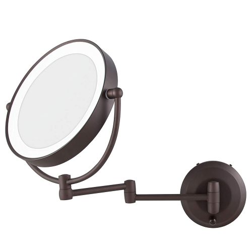  Zadro 10X1X Magnification Cordless LED Lighted Dual Sided Wall Mirror, 7-12 Inch, Oil-Rubbed Bronze