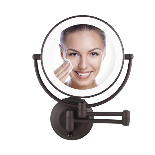  Zadro 10X1X Magnification Cordless LED Lighted Dual Sided Wall Mirror, 7-12 Inch, Oil-Rubbed Bronze