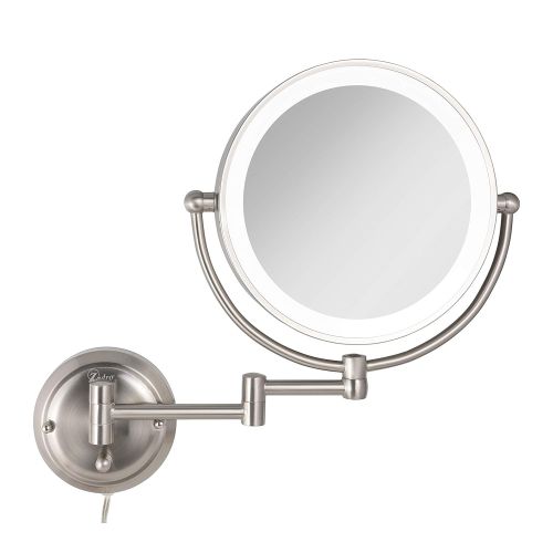  Zadro Light Dimmable Dual-Sided Glamour Wall Mount Mirror, Satin Nickel