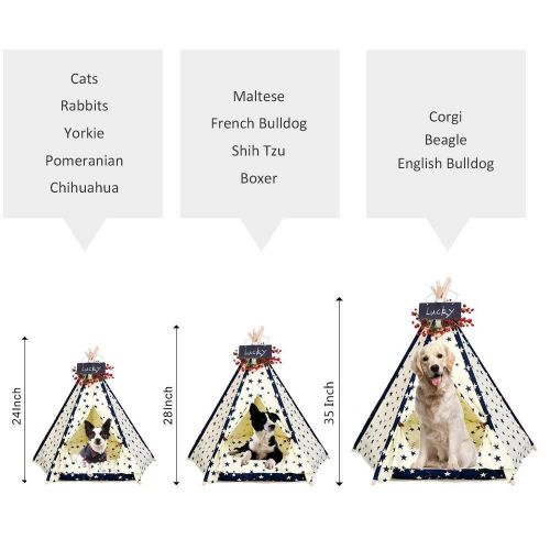  Zaihe Pet Teepee Dog & Cat Bed - Portable Dog Tents & Pet Houses with Cushion & Blackboard