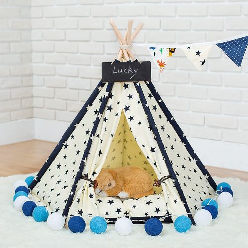 Zaihe Pet Teepee Dog & Cat Bed - Portable Dog Tents & Pet Houses with Cushion & Blackboard