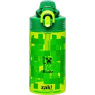 Zak Designs Sage Minecraft Kids Water Bottle For School or Travel, 16oz Durable Plastic Water Bottle With Straw, Handle, and Leak-Proof, Pop-Up Spout Cover (Creeper)