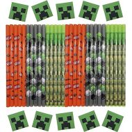 Zak Designs Minecraft Reusable Plastic Kids' Hydration Includes 30pcs Sippers and 10 pcs Character Decorations (7.8