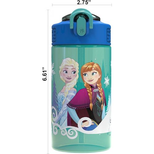  Zak Designs Disney Frozen 16 ounce Water Bottle, Anna & Elsa