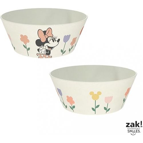  Zak Designs Disney Kids Dinnerware Set 3 Pieces, Durable and Sustainable Melamine Bamboo Plate, Bowl, and Tumbler are Perfect For Dinner Time With Family (Minnie Mouse)