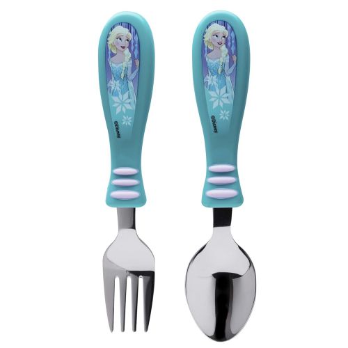  Zak Designs Frozen Divided Plate, Fork and Spoon Set, Disney Frozen, 2 piece set