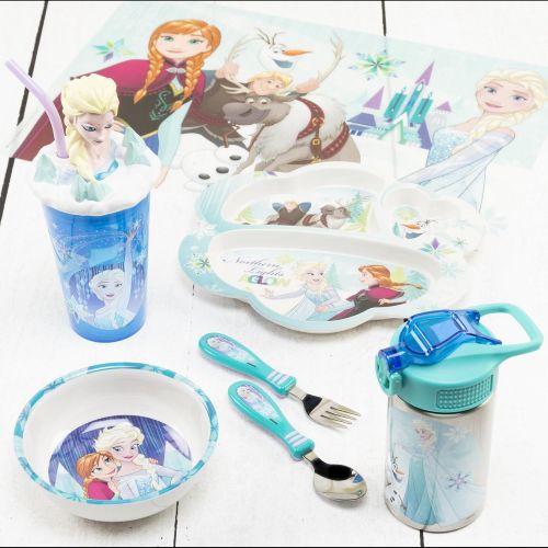  Zak Designs Frozen Divided Plate, Fork and Spoon Set, Disney Frozen, 2 piece set