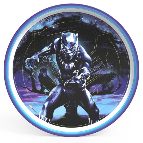  Zak Designs Marvel Comics Kids Dinnerware Set Made of Durable Melamine with Fun Character Surface, Include Plate, Bowl and Tumbler Tableware is Perfect for Kids (Black Panther, 3 P