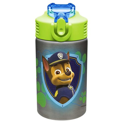  Zak Designs Paw Patrol 15.5oz Stainless Steel Kids Water Bottle with Flip-up Straw Spout - BPA Free Durable Design, Paw Patrol Boy SS