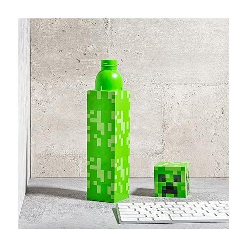  zak! Square Water Bottle, Minecraft Creeper - 22 oz - Durable, BPA-Free Plastic - Dishwasher Safe