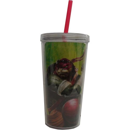  Zak Designs Teenage Mutant Ninja Turtles 16 oz Plastic Insulated Tumbler With Straw- Cup with Straw