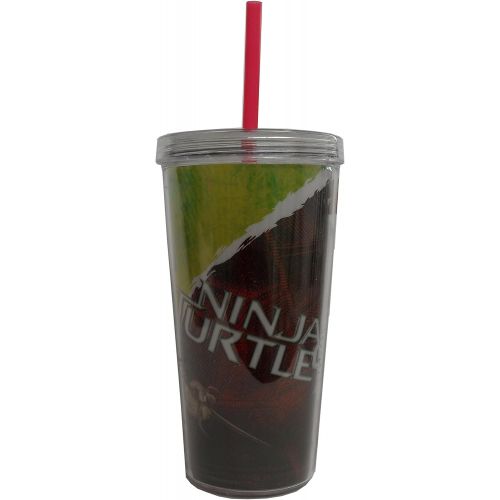  Zak Designs Teenage Mutant Ninja Turtles 16 oz Plastic Insulated Tumbler With Straw- Cup with Straw