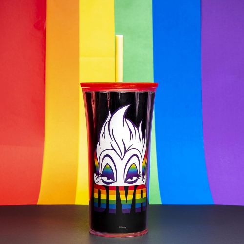  Zak Designs Disney Halloween Rainbow Collection Double Wall Insulated Plastic Tumbler for Cold Drinks, Travel Cup with Splash Proof Lid and Straw Made with Durable Materials (Ursul
