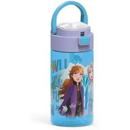 Zak Designs Frozen 2 Anna & Elsa Movie Durable Plastic Water Bottle ith Interchangeable Lid and Built In Carry Handle, (18oz)
