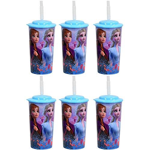  Zak Designs 6 Pack Disney Frozen 2 16oz Reusable Sports Tumbler Drinking Cups with Lids & Straws