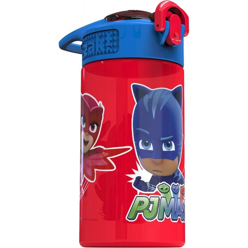  Zak Designs PJ Masks Kids Spout Cover and Built-in Carrying Loop Made of Plastic, Leak-Proof Water Bottle Design (16 oz, BPA-Free)