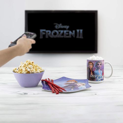  [아마존베스트]Zak Designs Disney Frozen II Movie Kids Embossed Dinnerware Set, Including 9in Melamine Plate and 6in Bowl Set, Durable and Break Resistant Plate and Bowl Makes Mealtime Fun (Elsa