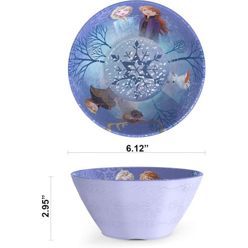  [아마존베스트]Zak Designs Disney Frozen II Movie Kids Embossed Dinnerware Set, Including 9in Melamine Plate and 6in Bowl Set, Durable and Break Resistant Plate and Bowl Makes Mealtime Fun (Elsa