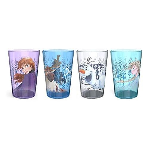  [아마존베스트]Zak Designs 14.5oz Disney Frozen 2 Nesting Tumbler Set Includes Durable Plastic Cups, Fun Drinkware is Perfect for Kids, 4pk (14.5oz, Anna & Elsa & Olaf)