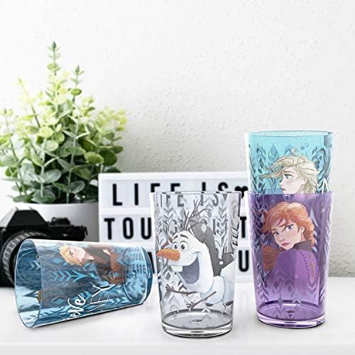  [아마존베스트]Zak Designs 14.5oz Disney Frozen 2 Nesting Tumbler Set Includes Durable Plastic Cups, Fun Drinkware is Perfect for Kids, 4pk (14.5oz, Anna & Elsa & Olaf)