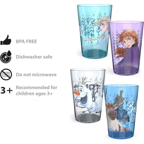  [아마존베스트]Zak Designs 14.5oz Disney Frozen 2 Nesting Tumbler Set Includes Durable Plastic Cups, Fun Drinkware is Perfect for Kids, 4pk (14.5oz, Anna & Elsa & Olaf)