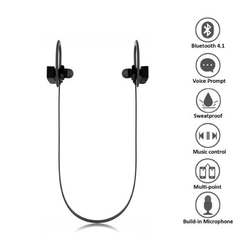  Wireless Bluetooth Earbuds Zakix Bluetooth Headphones for iPhone 7/7plus/6/6plus/5/5s and Smart Phones (Black)