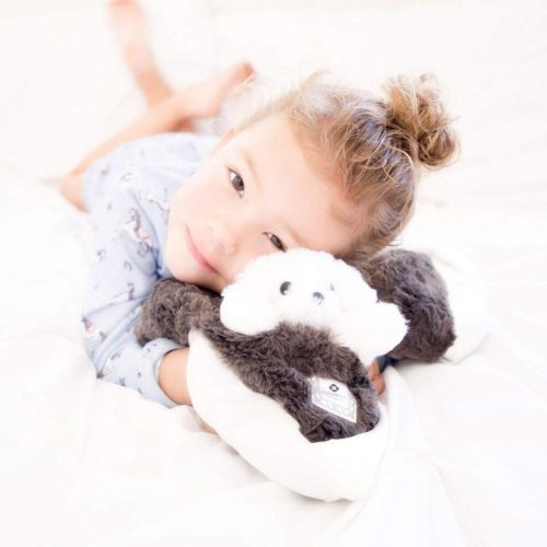  Zalamoon Luxie Pockets Blanket with RaZbuddy Marlow Monkey and Jollypop Pacifier, Baby Toddler Soft Plush Blanket with Pocket/Strap Holder, Charcoal Ivory