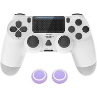 Bluetooth Controller for PS4, Zamia Wireless Gamepad Remote Controller with Dual Vibration for PS4/ Pro/Slim, 3.5mm Headset Jack, 6-axis Gyro Sensor, Classic White