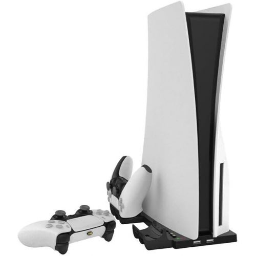  [아마존베스트]Vertical Stand for PS5 Console and Playstation 5 Digital Edition, Zamia Magnetic Suction Charging Station Dock with Dual Controller Charger Ports for PS5 and DualSense