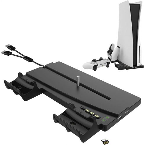  [아마존베스트]Vertical Stand for PS5 Console and Playstation 5 Digital Edition, Zamia Magnetic Suction Charging Station Dock with Dual Controller Charger Ports for PS5 and DualSense