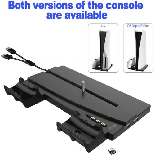  [아마존베스트]Vertical Stand for PS5 Console and Playstation 5 Digital Edition, Zamia Magnetic Suction Charging Station Dock with Dual Controller Charger Ports for PS5 and DualSense