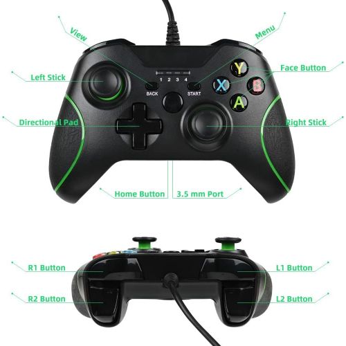  [아마존베스트]Xbox One Wired Controller, Zamia Wired Xbox One Gaming Controller USB Gamepad Joypad Controller with Dual-Vibration for Xbox One/S/X/PC with Windows 7/8/10 (Black)