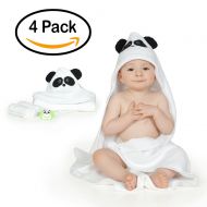 Zantty 4 Pack // 1 Extra Soft Baby Bamboo Hooded Towel Antibacterial and Hypoallergenic // 2 Bamboo...