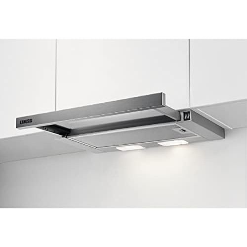  [아마존베스트]Zanussi ZHP60260SA Flat Screen Cooker Hood / Extractor or Recirculation / 60 cm / Silver / Max 120 m³/h / Min 68 - Max 72 dB(A)