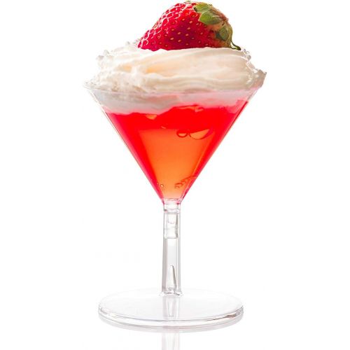  [아마존베스트]Zappy 40 Disposable Mini Plastic Martini Glasses Clear Mini Dessert Cups Plastic Cocktail Glasses 2 pc Martini Glass Dessert Glasses Parfait Cups 2 oz Wine Shooter Shot Glasses Candy Bow