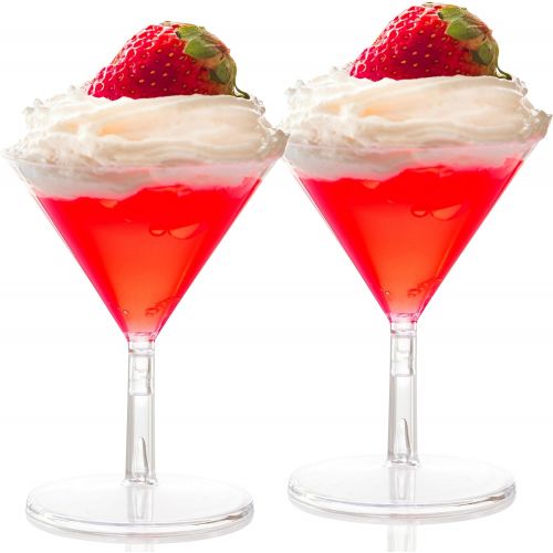  [아마존베스트]Zappy 40 Disposable Mini Plastic Martini Glasses Clear Mini Dessert Cups Plastic Cocktail Glasses 2 pc Martini Glass Dessert Glasses Parfait Cups 2 oz Wine Shooter Shot Glasses Candy Bow