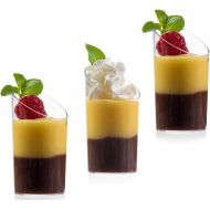 [아마존베스트]Zappy Elegant Clear Slanted Cylinder Mini Dessert Appetizer Cup 2.5 oz Plastic Tasting/Sample Shot Glasses Parfait Glass/Souffle Jello Tumbler (25 Ct)